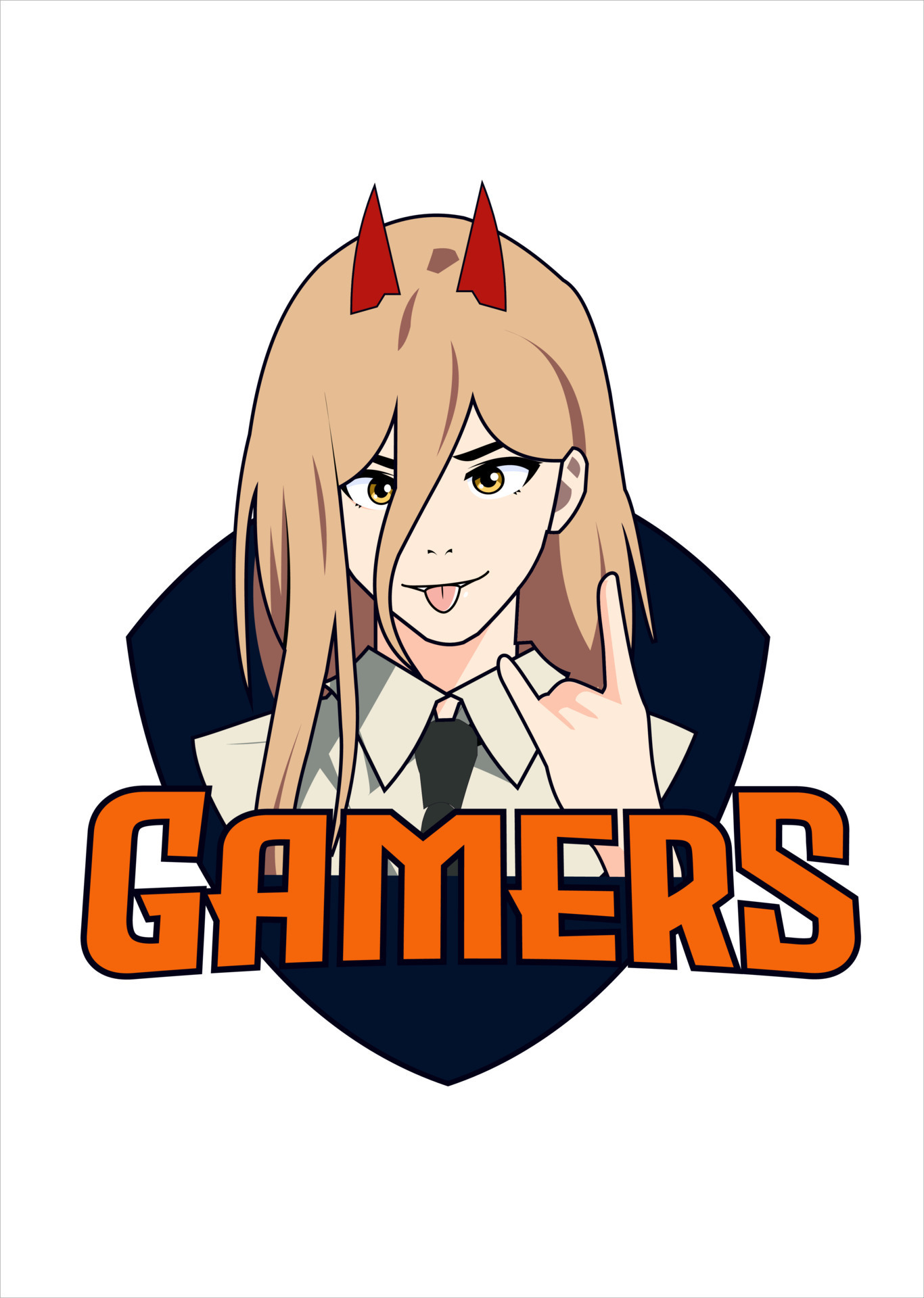 logotipo de ilustração de cabelo loiro de garota de anime, homem de  motosserra 17396786 Vetor no Vecteezy